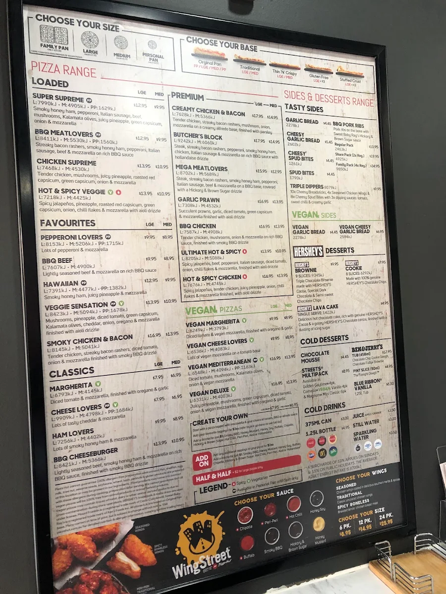Menu, Pizza Hut Belmont WA