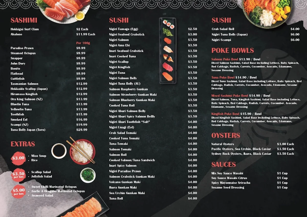 Menu, Get Sashimi Manly