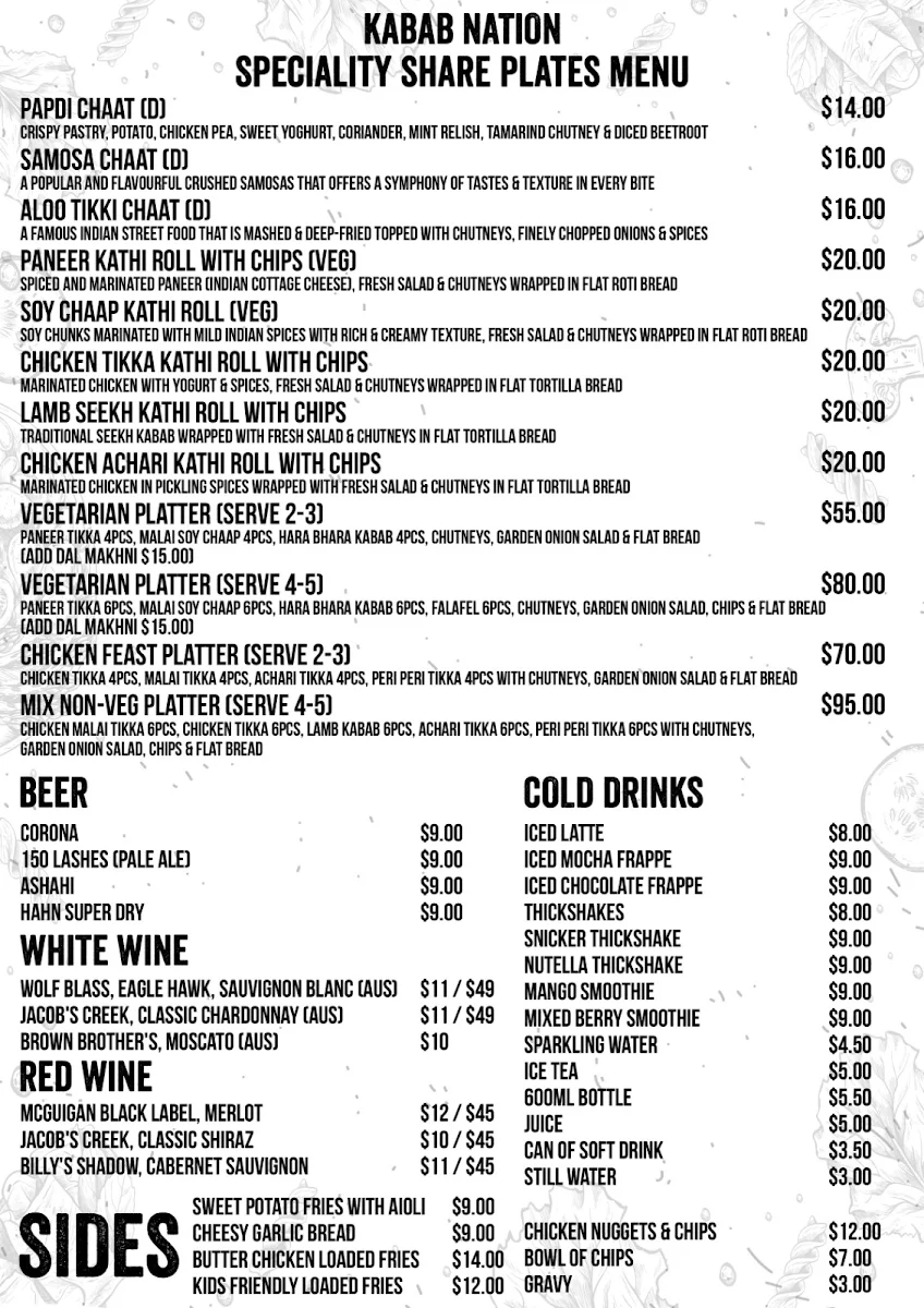 Menu, KN Cafe, Pizza, Restaurant