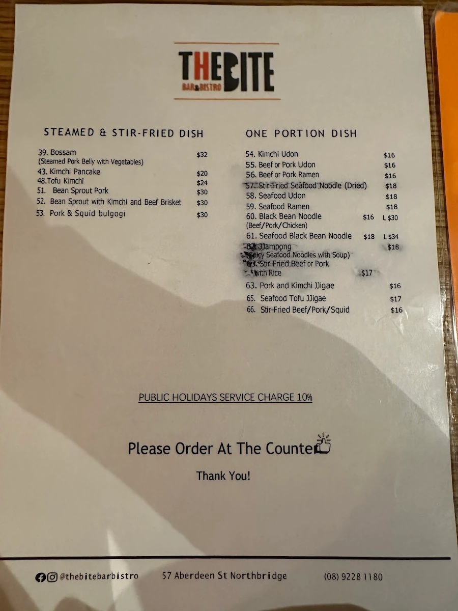 Menu, The Bite