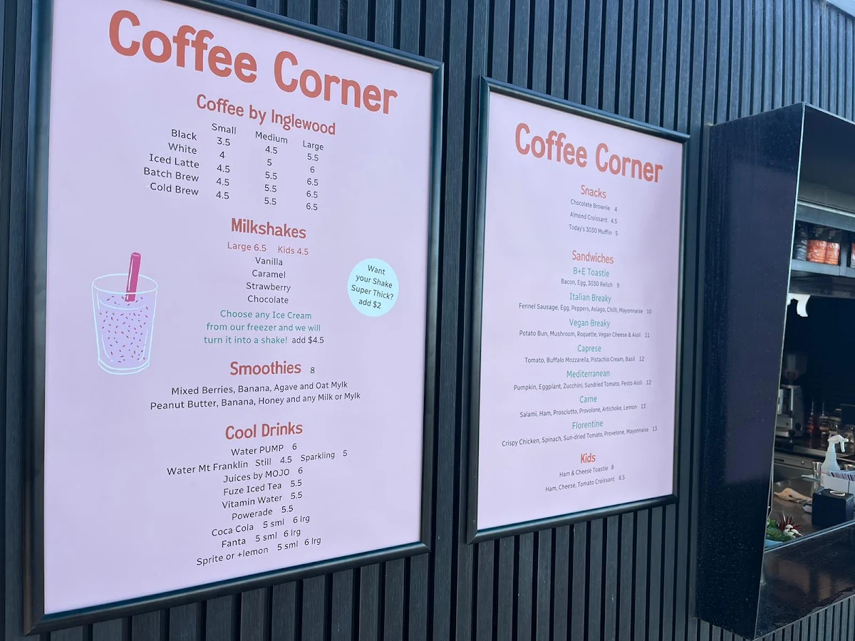 Menu, Elements Cafe