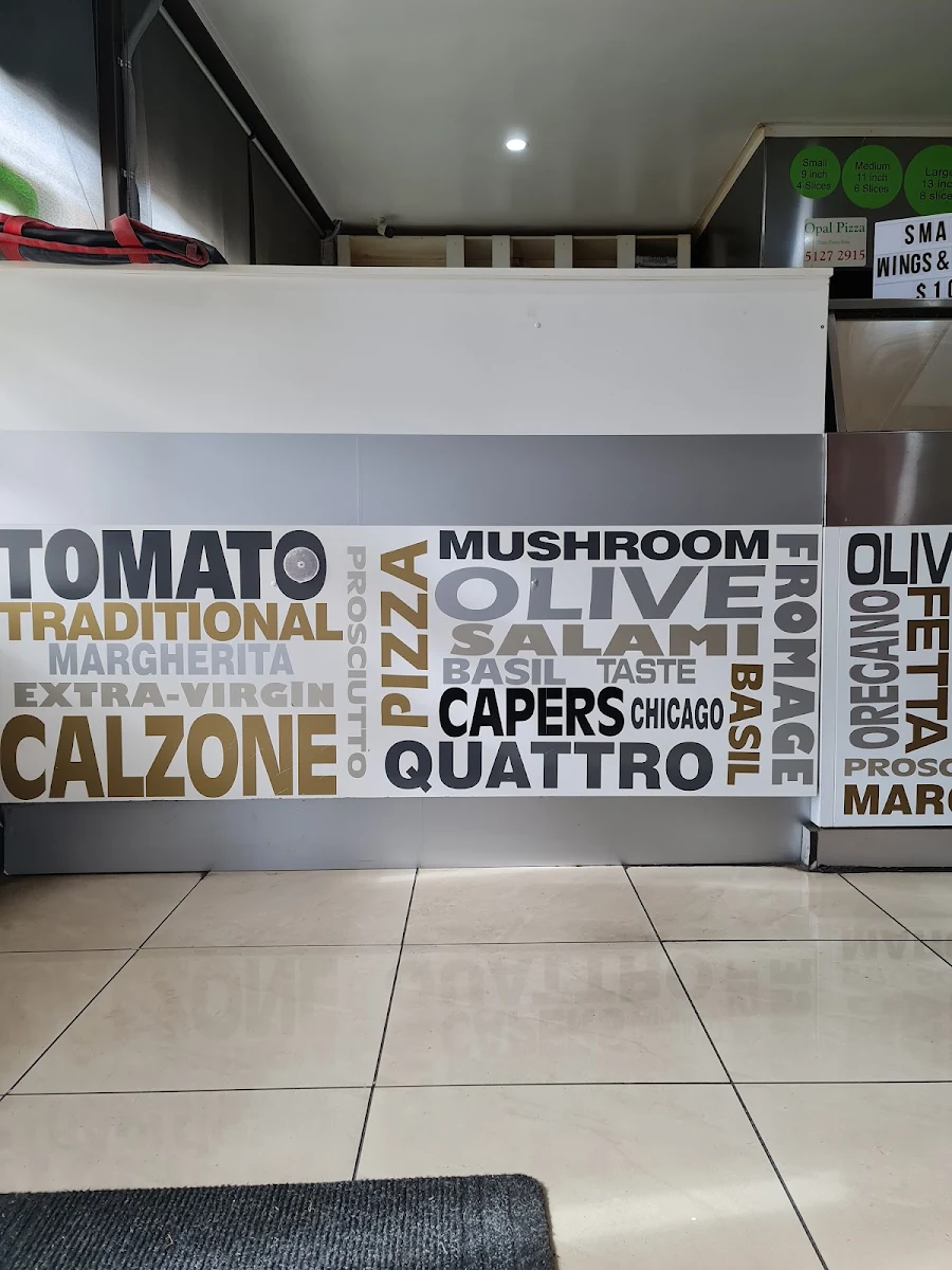 Menu, Opal Pizza