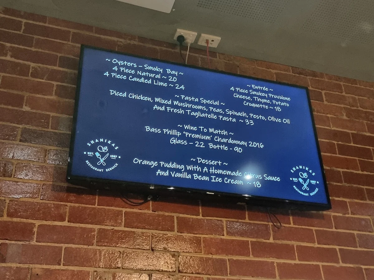 Menu, Shanikas Berwick