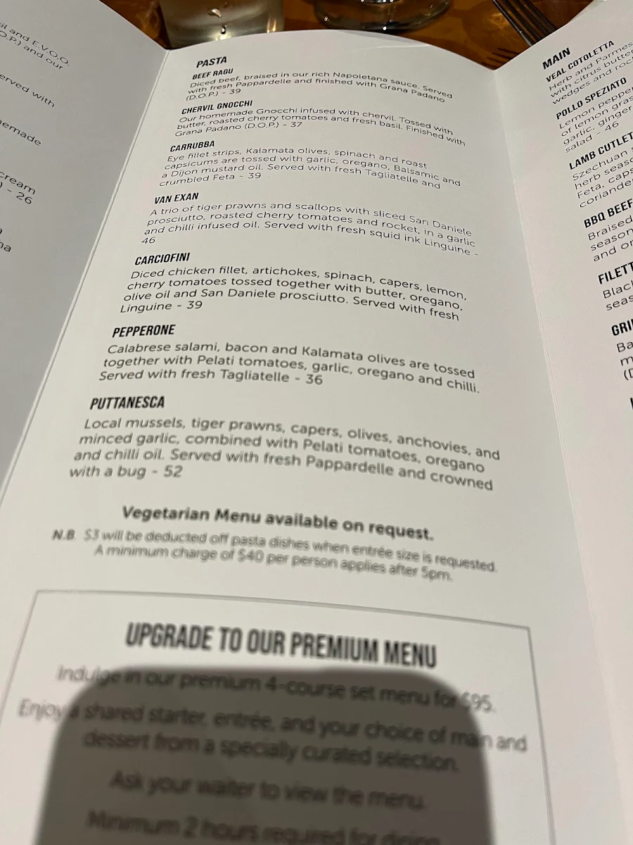 Menu, Shanikas Berwick