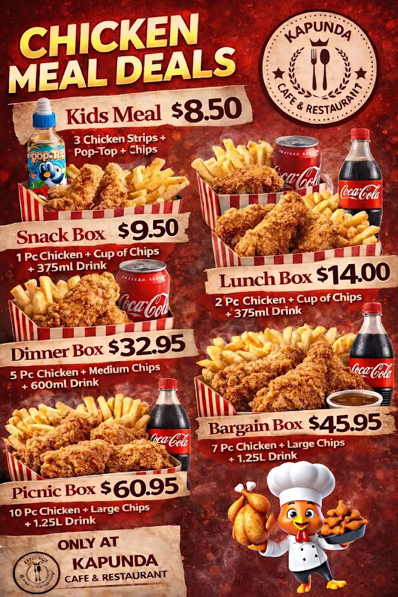 Menu, Kapunda Pizza Bar