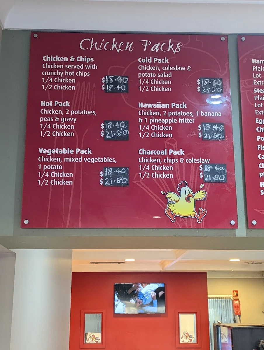 Menu, Goulburn Charcoal Chicken