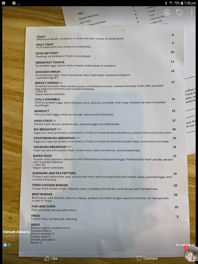 Menu, Aurum Espresso Coffee Roastery