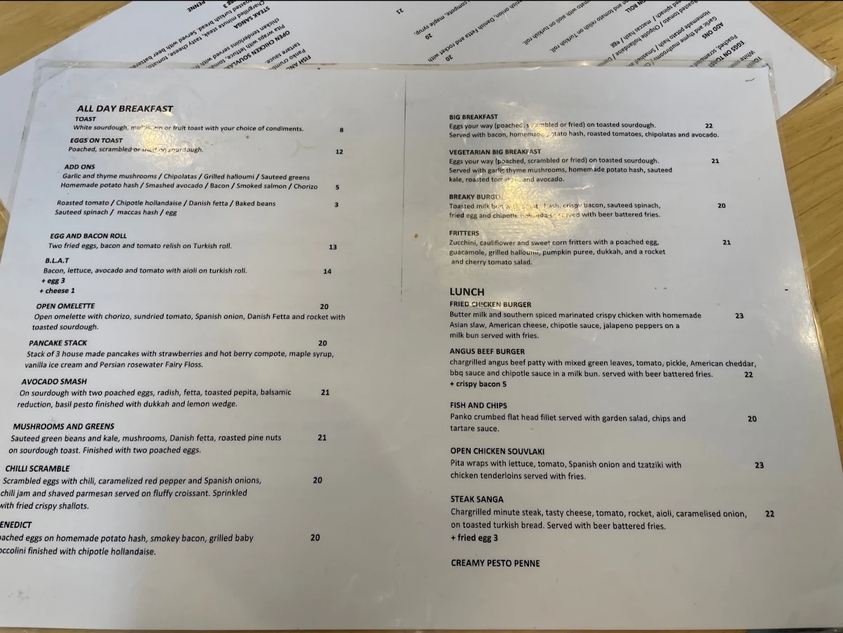Menu, Aurum Espresso Coffee Roastery