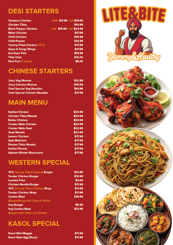 Menu, Lite&Bite