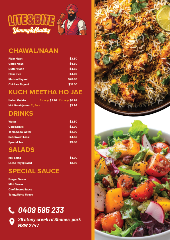 Menu, Lite&Bite