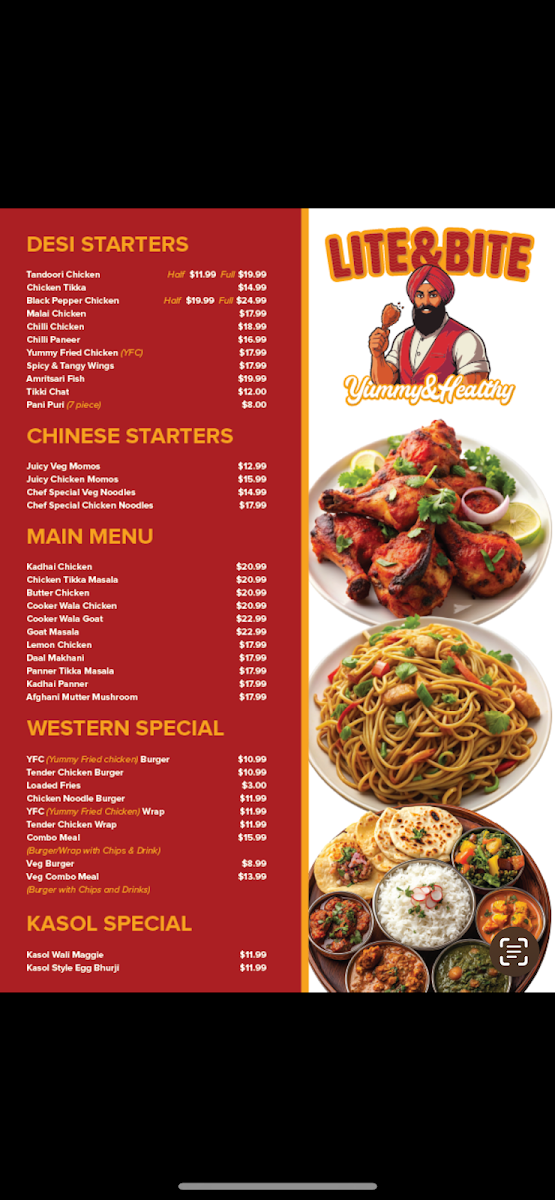 Menu, Lite&Bite