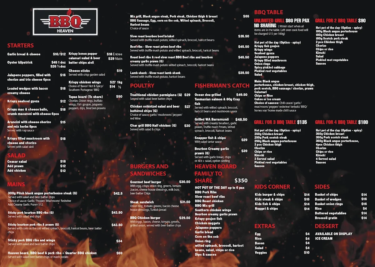 Menu, BBQ Heaven