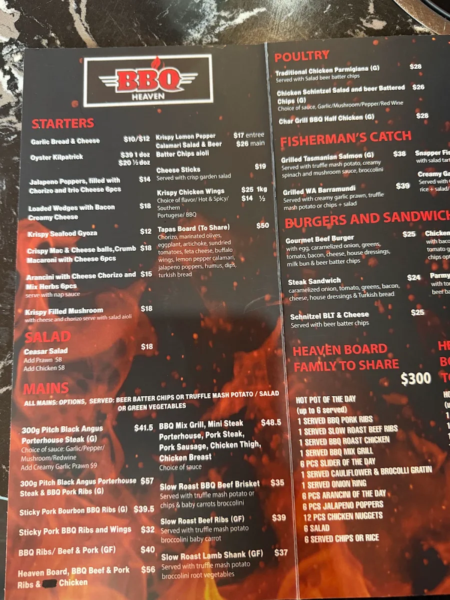 Menu, BBQ Heaven