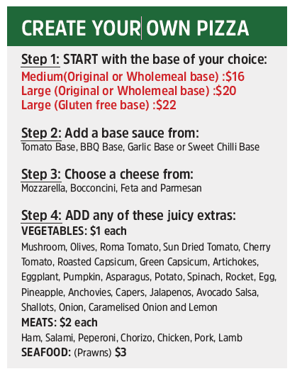 Menu, Wildman Pizza Randwick