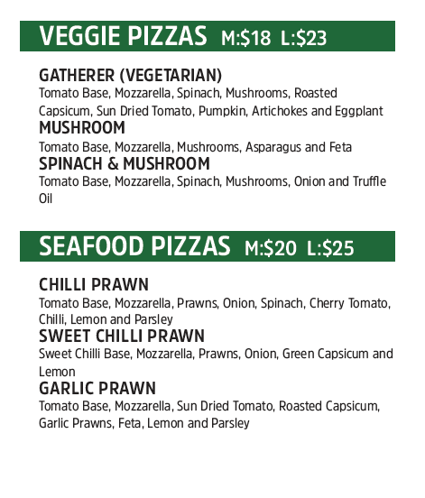 Menu, Wildman Pizza Randwick