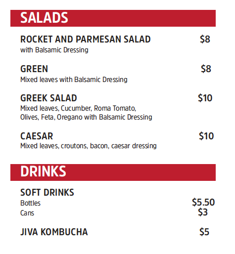 Menu, Wildman Pizza Randwick