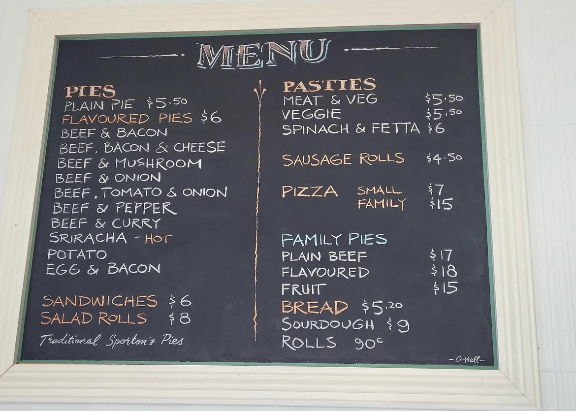 Menu, Willaura Bakery