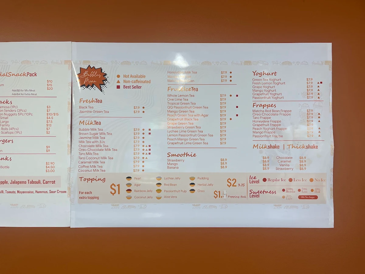 Menu, Kebab & Bubbles