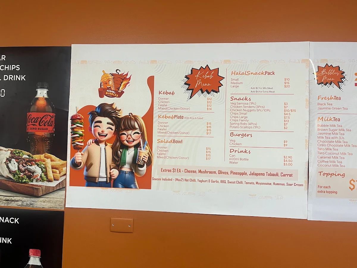 Menu, Kebab & Bubbles