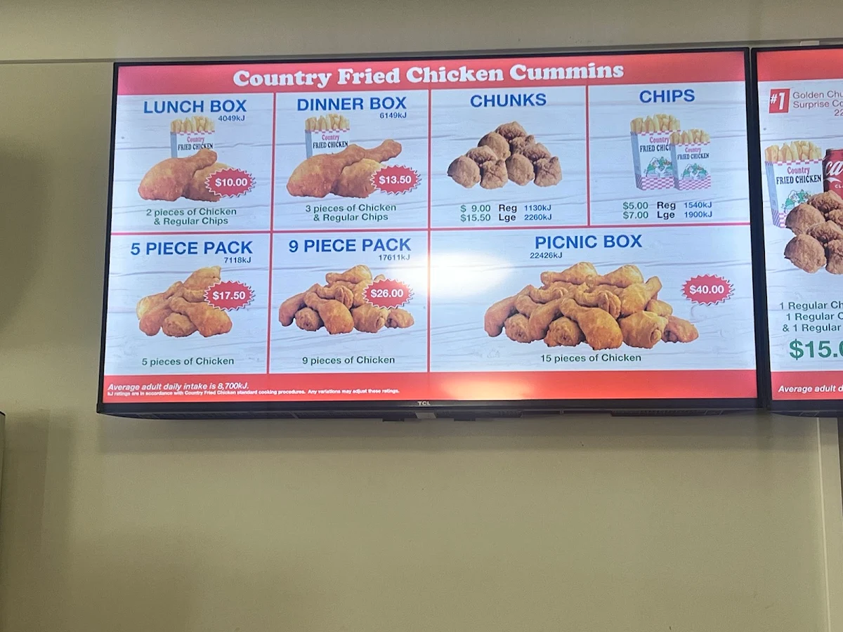 Menu, Cummins Takeaway & Deli