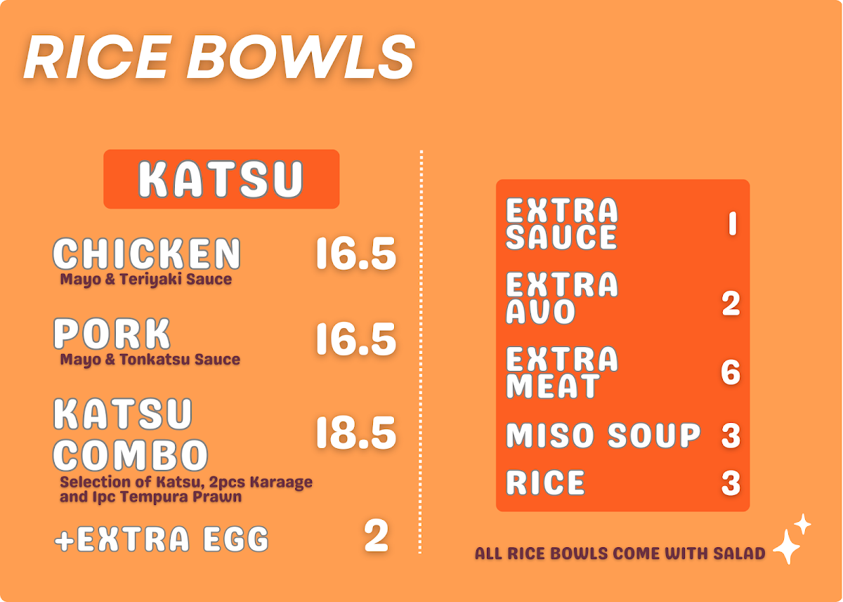 Menu, Sushi Bom