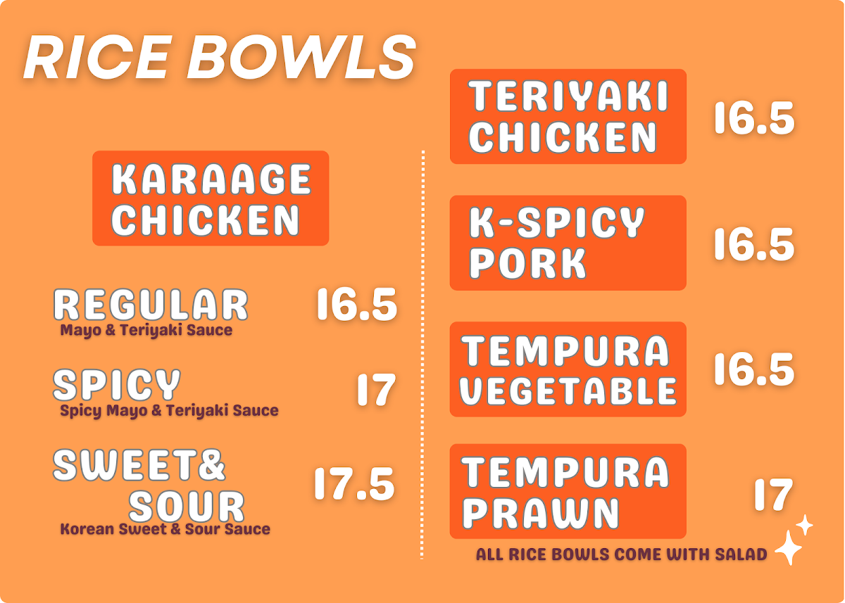 Menu, Sushi Bom