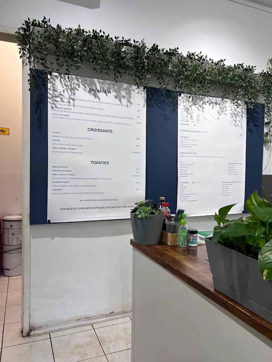 Menu, Neighbourhood Coffee Co