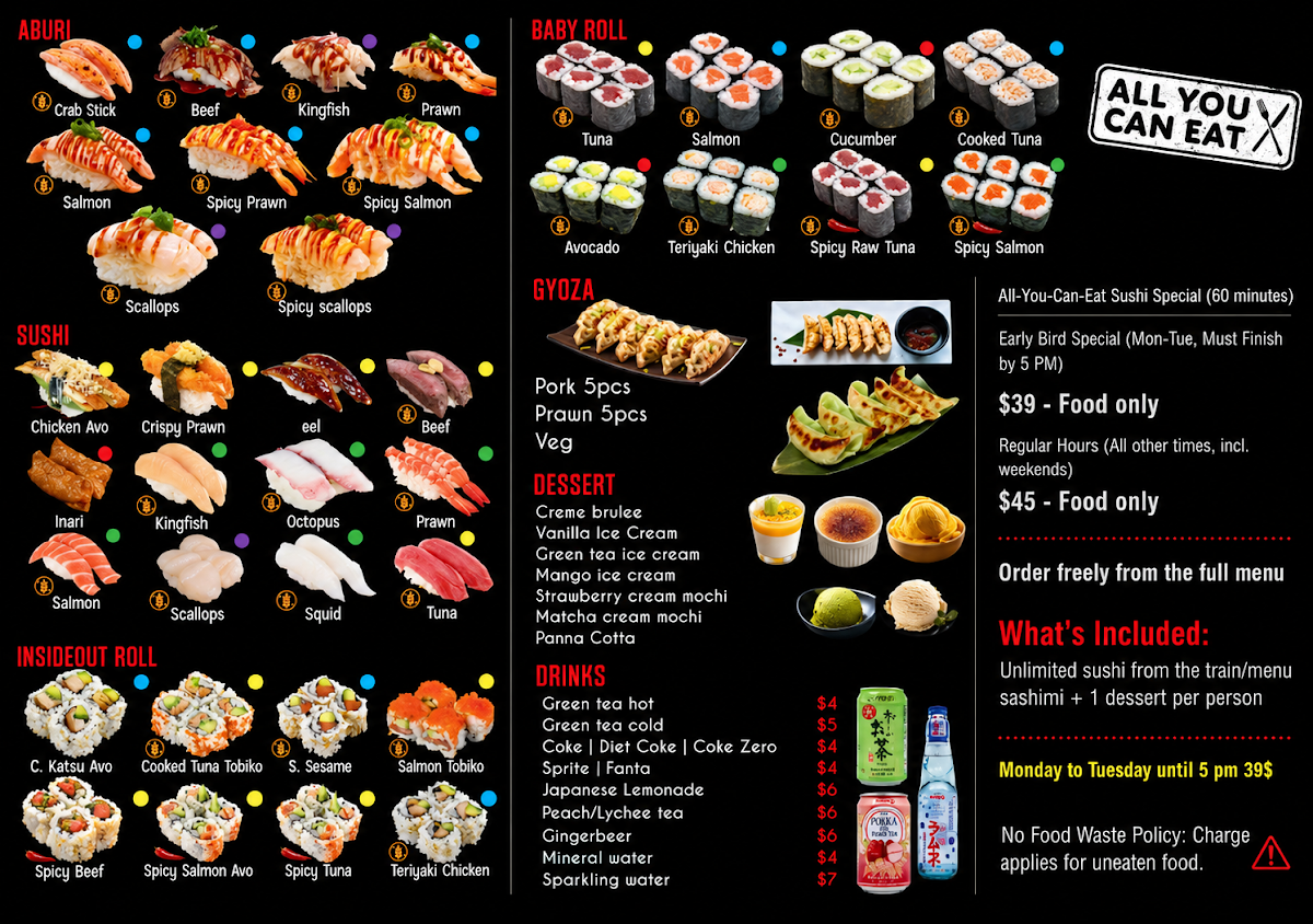 Menu, Tara Sushi Bar
