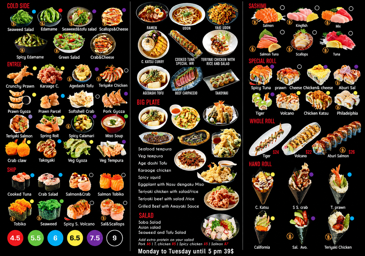 Menu, Tara Sushi Bar