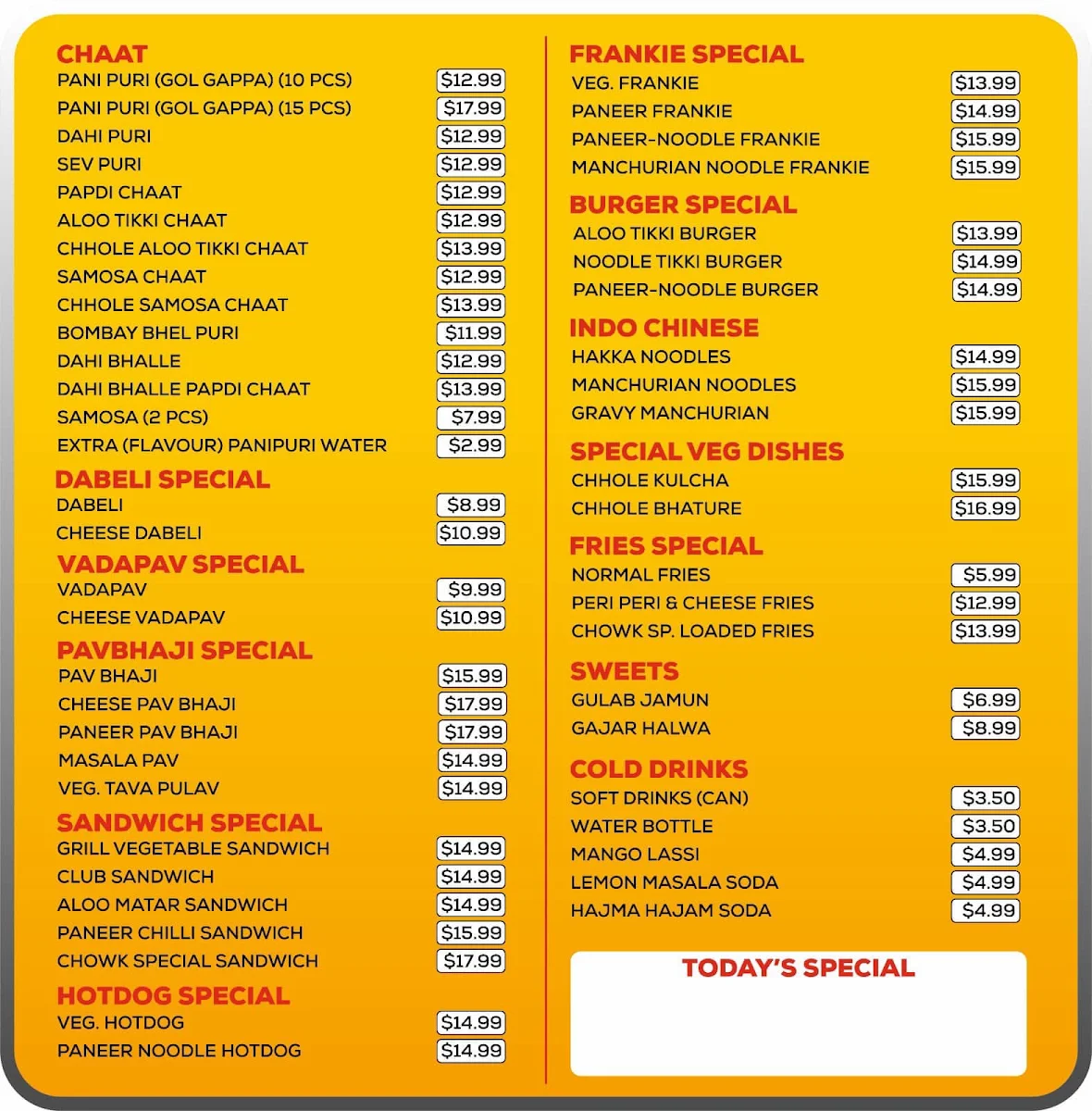 Menu, Melbourne Chowk - Melton South