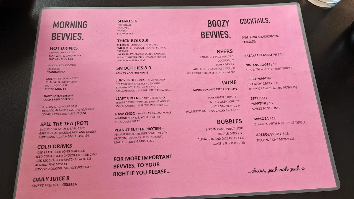 Menu, Yeah Nah Yeah