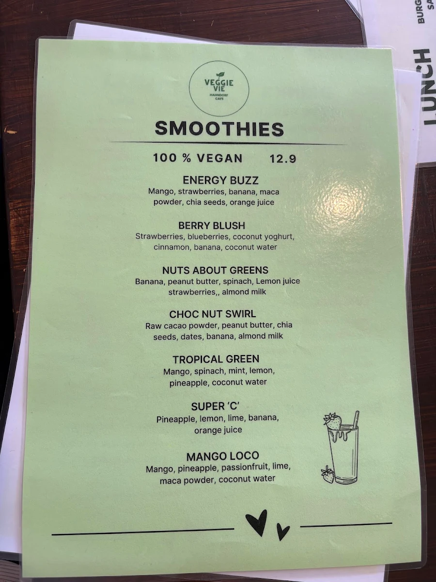 Menu, Veggie Vie Hahndorf