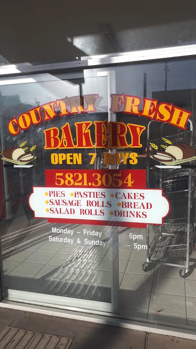 Menu, Country Fresh Bakery