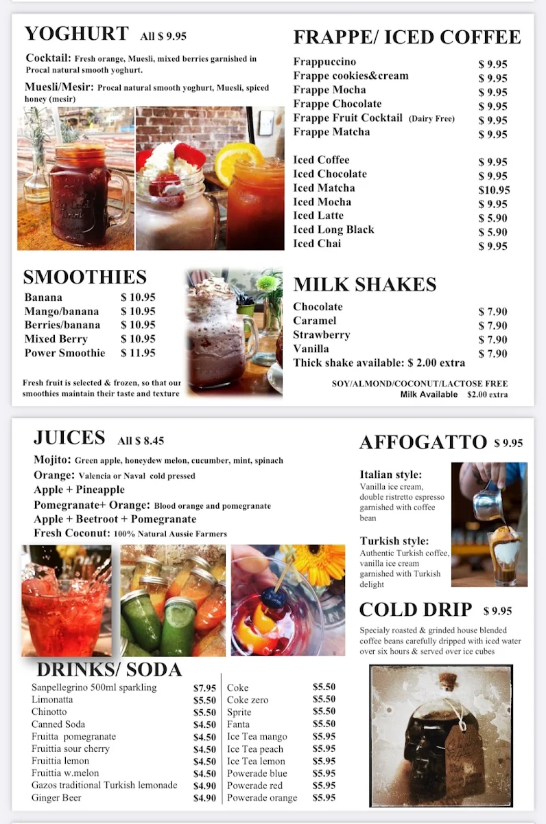 Menu, Hungry Bull Co. Balmain