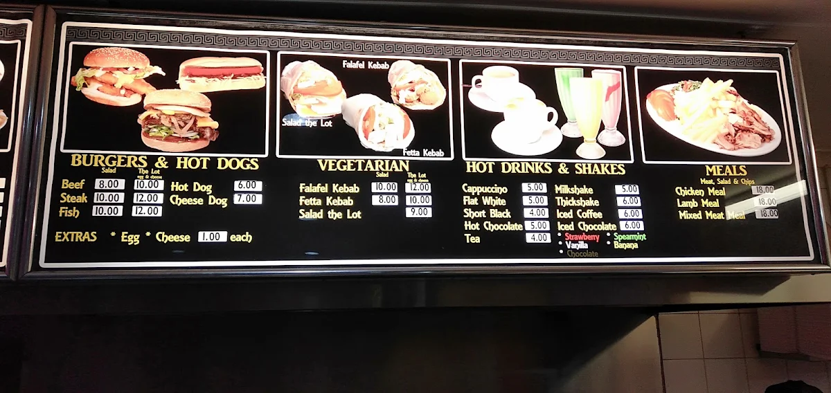 Menu, Nickos Kebabs Rockingham