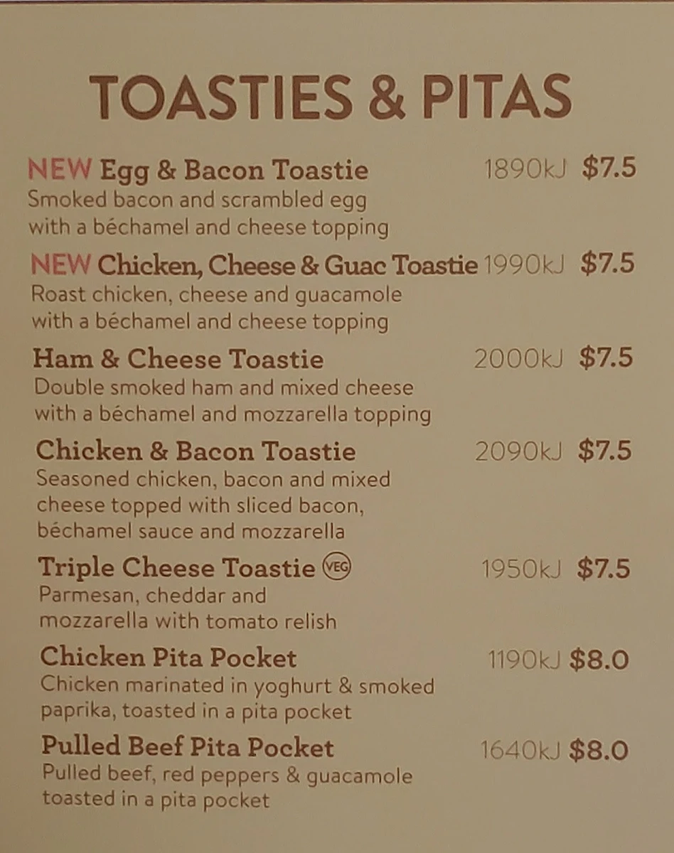 Menu, San Churro Wollongong