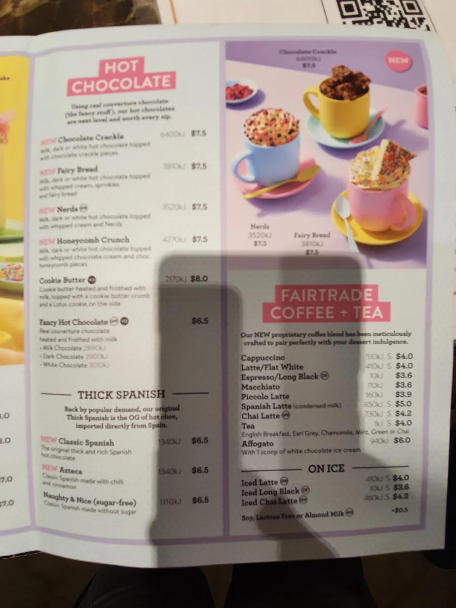 Menu, San Churro Wollongong