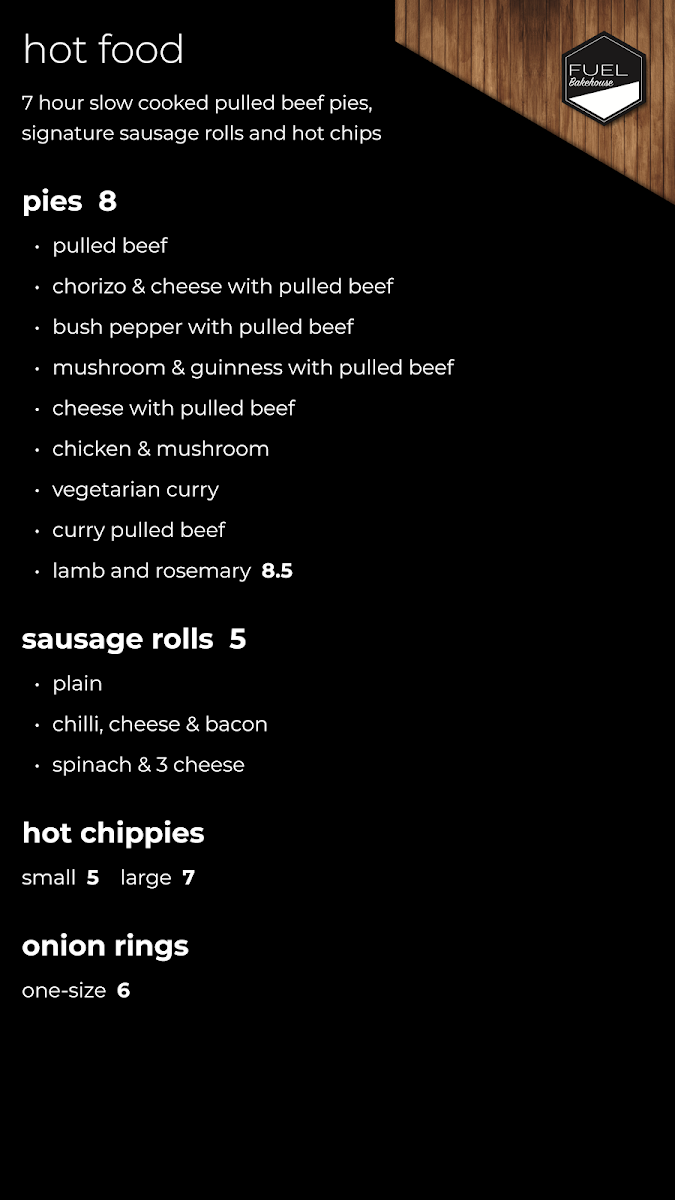Menu, Fuel Bakehouse Currumbin