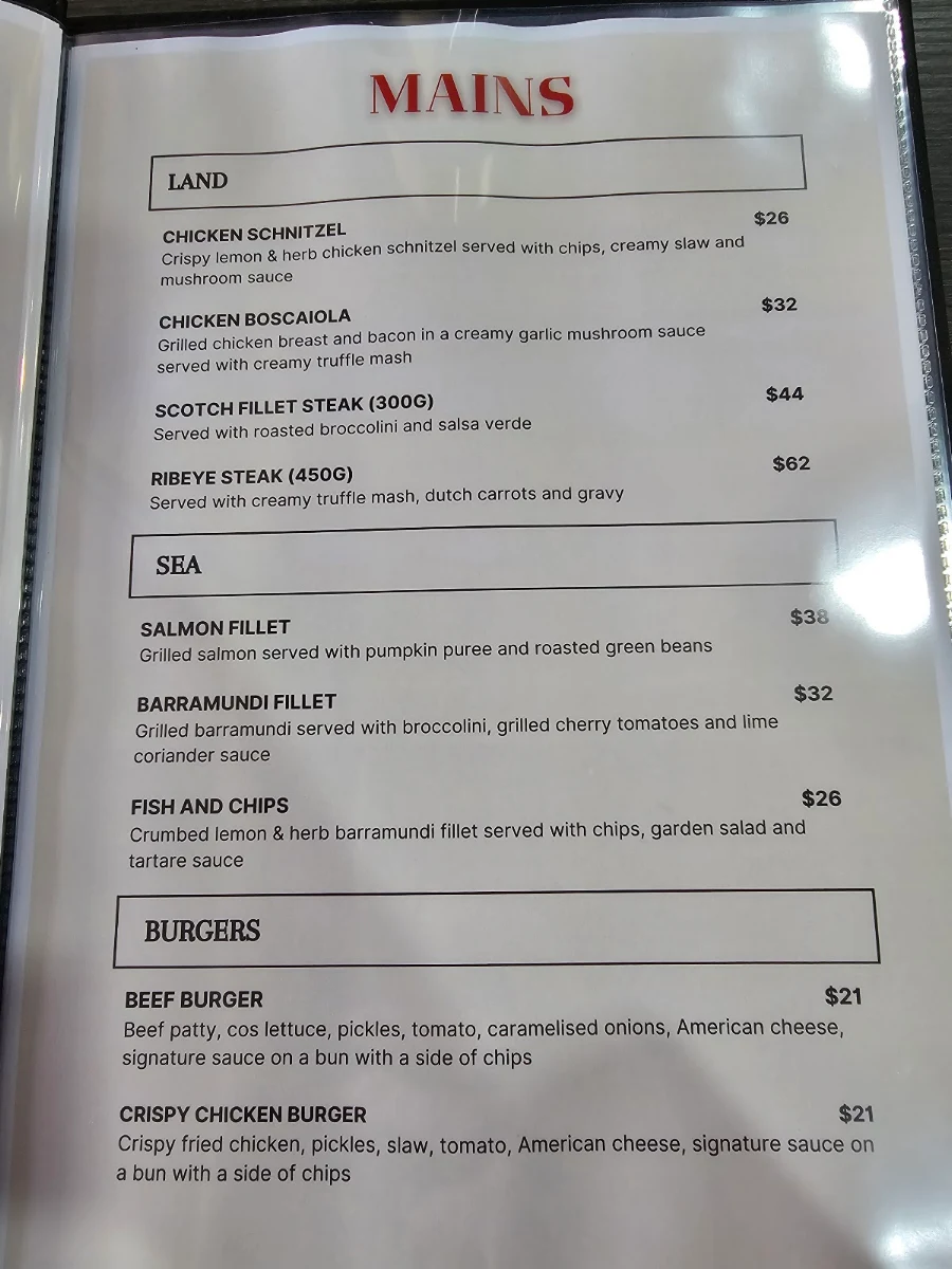 Menu, Ambrose Dining