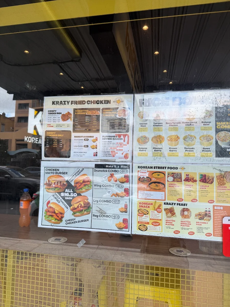 Menu, Krazy Bird Kingsford