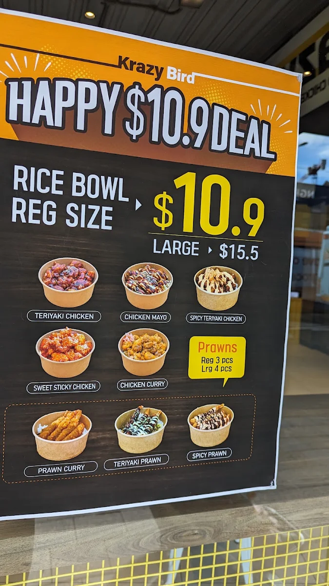 Menu, Krazy Bird Kingsford