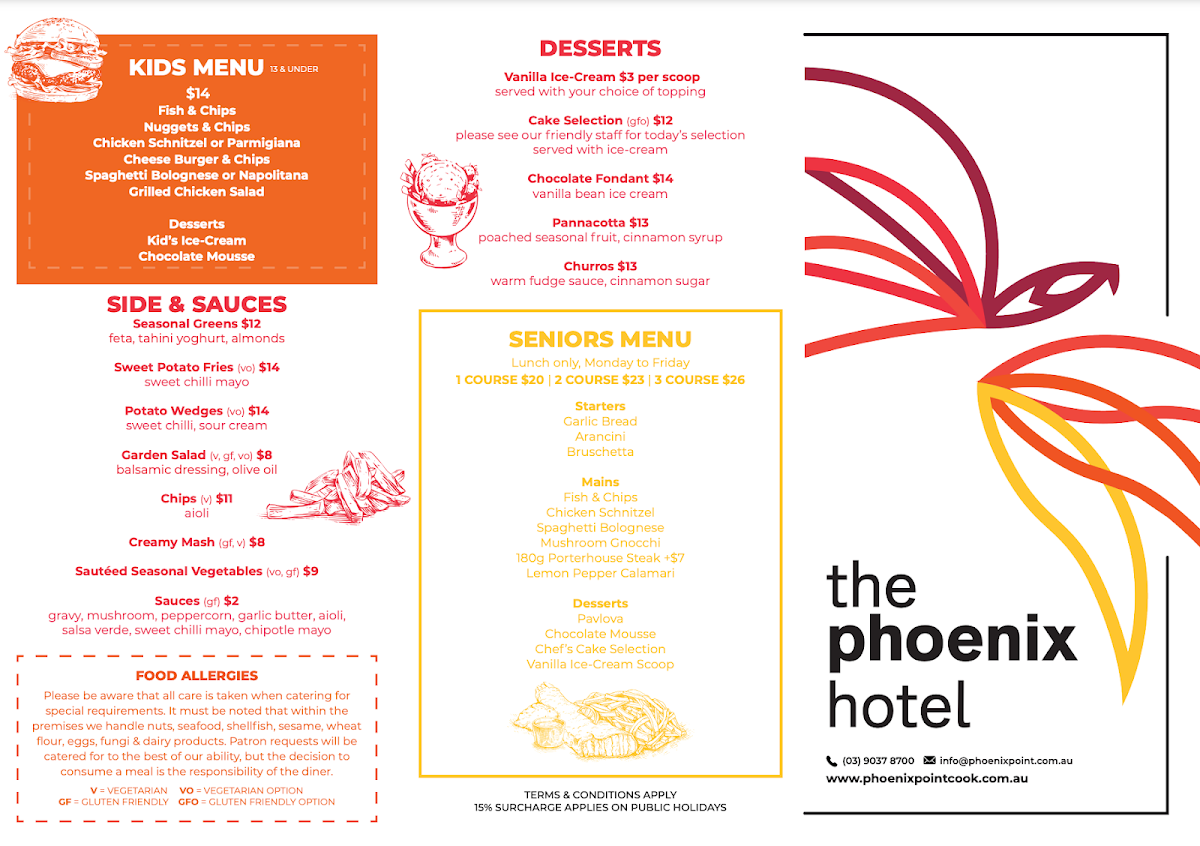 Menu, The Phoenix Hotel
