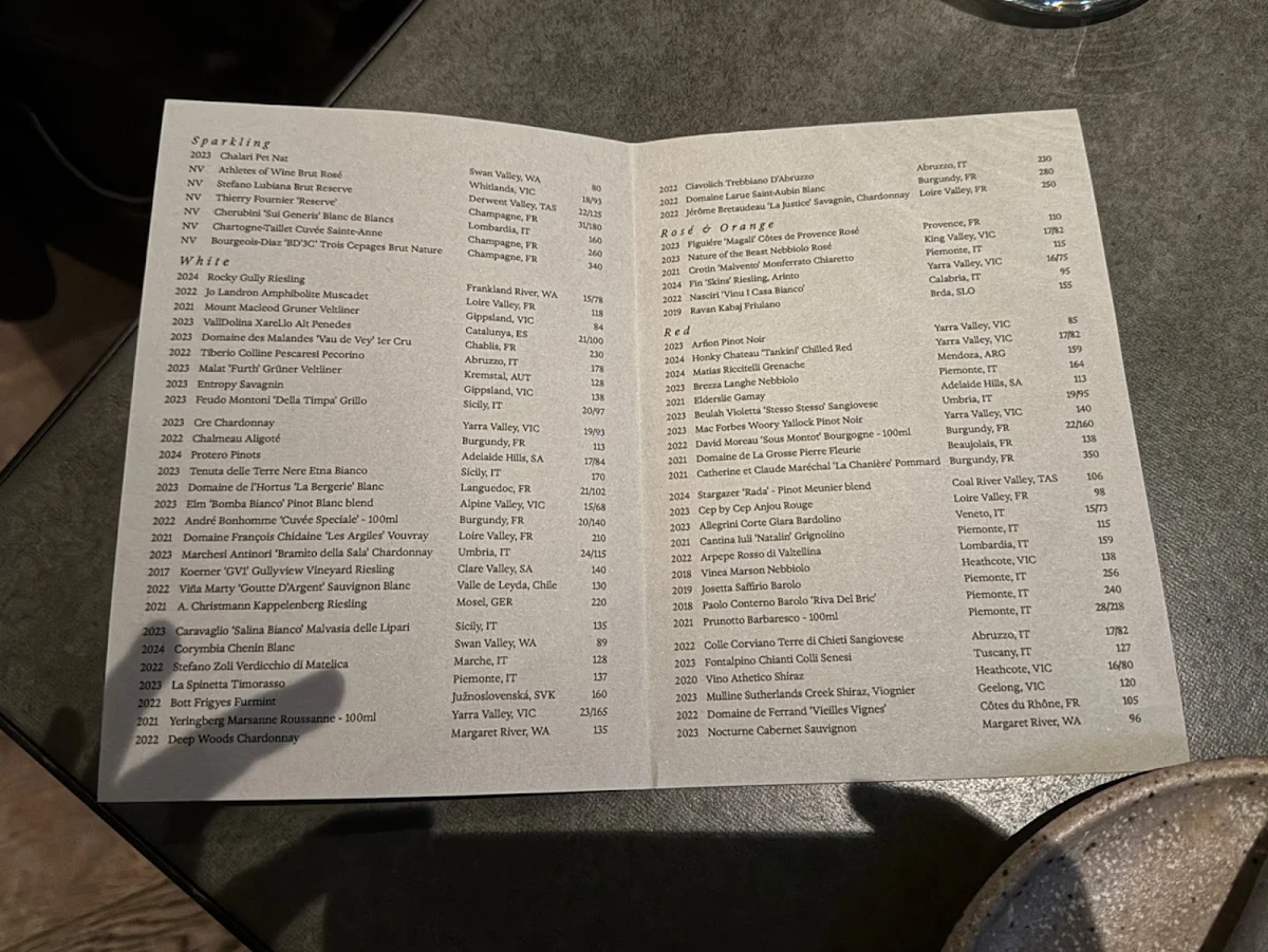 Menu, Suze