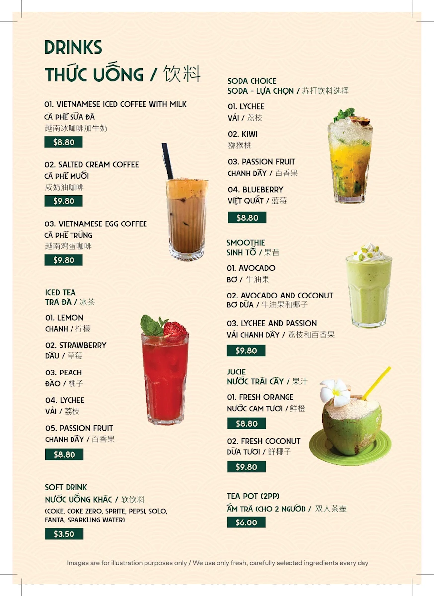 Menu, Saigon Savour Restaurant