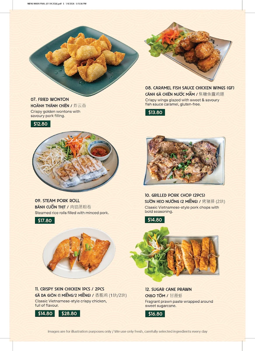 Menu, Saigon Savour Restaurant