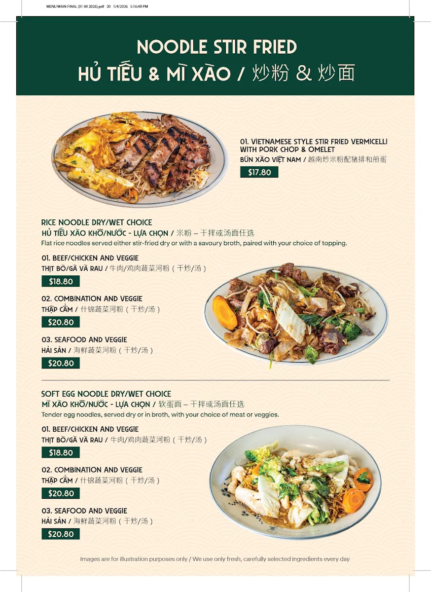 Menu, Saigon Savour Restaurant