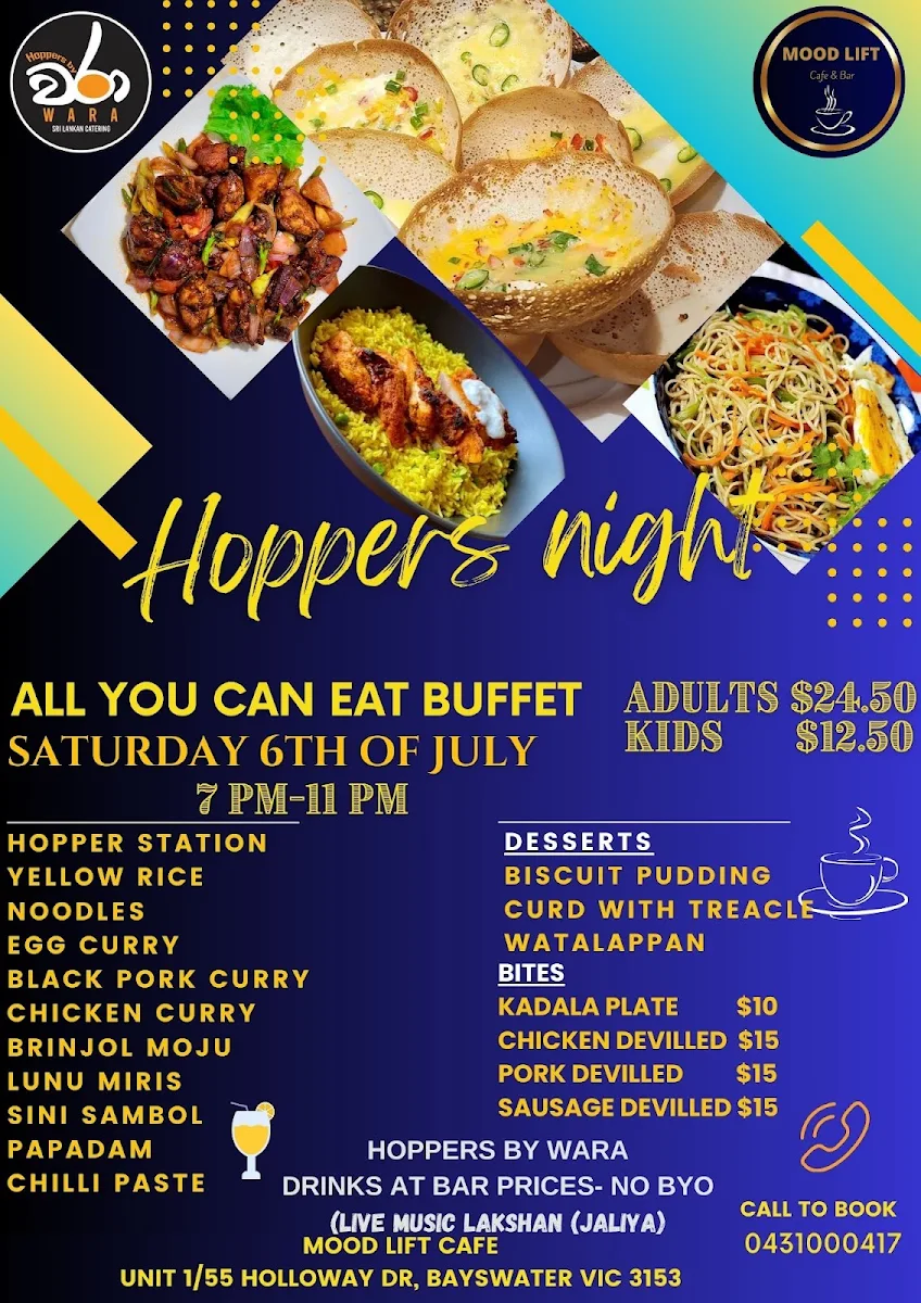 Menu, Mood Lift Cafe & Bar
