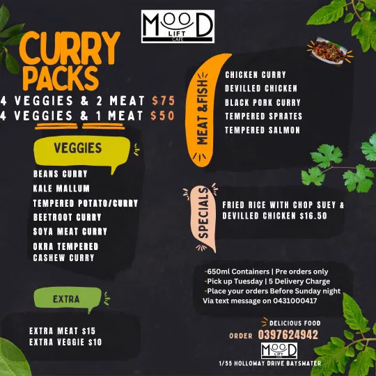 Menu, Mood Lift Cafe & Bar