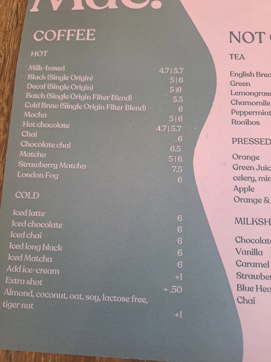 Menu, Mae.