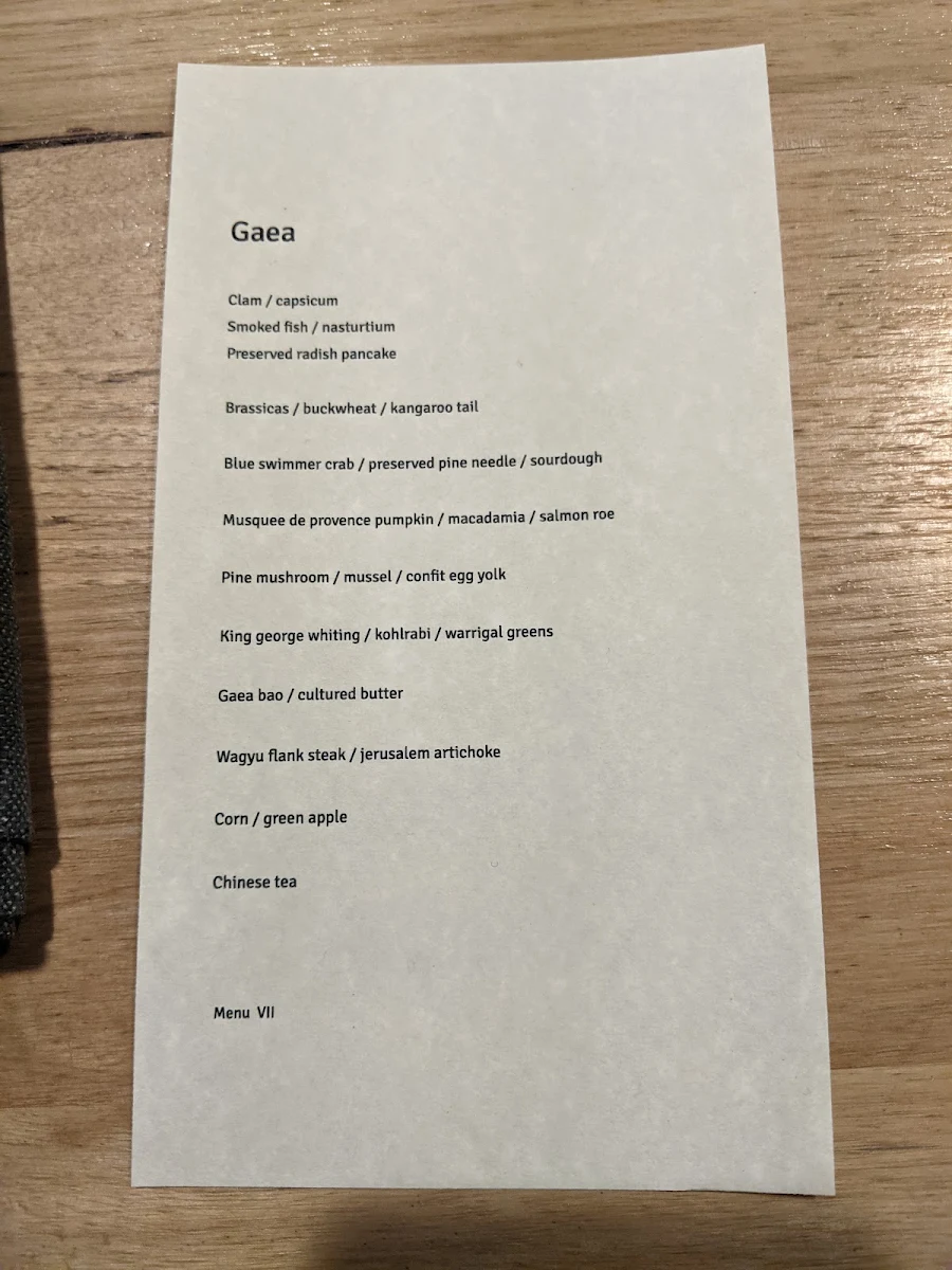 Menu, Gaea